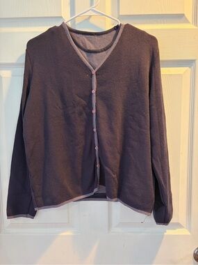 Women's Purple Button-Front Sweater - Lightweight Layering Cardigan